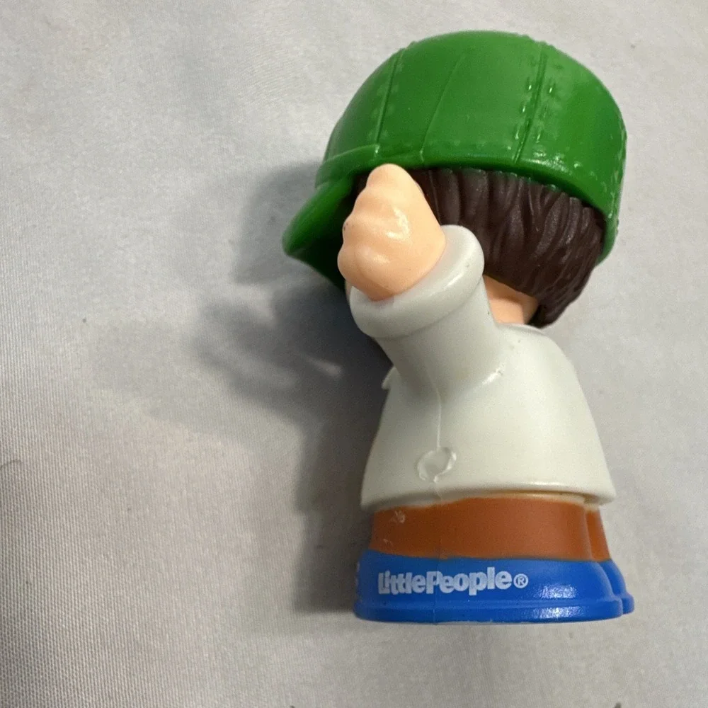 Fisher-Price Little People Boy Figure Green Recycling Hat Orange Vest